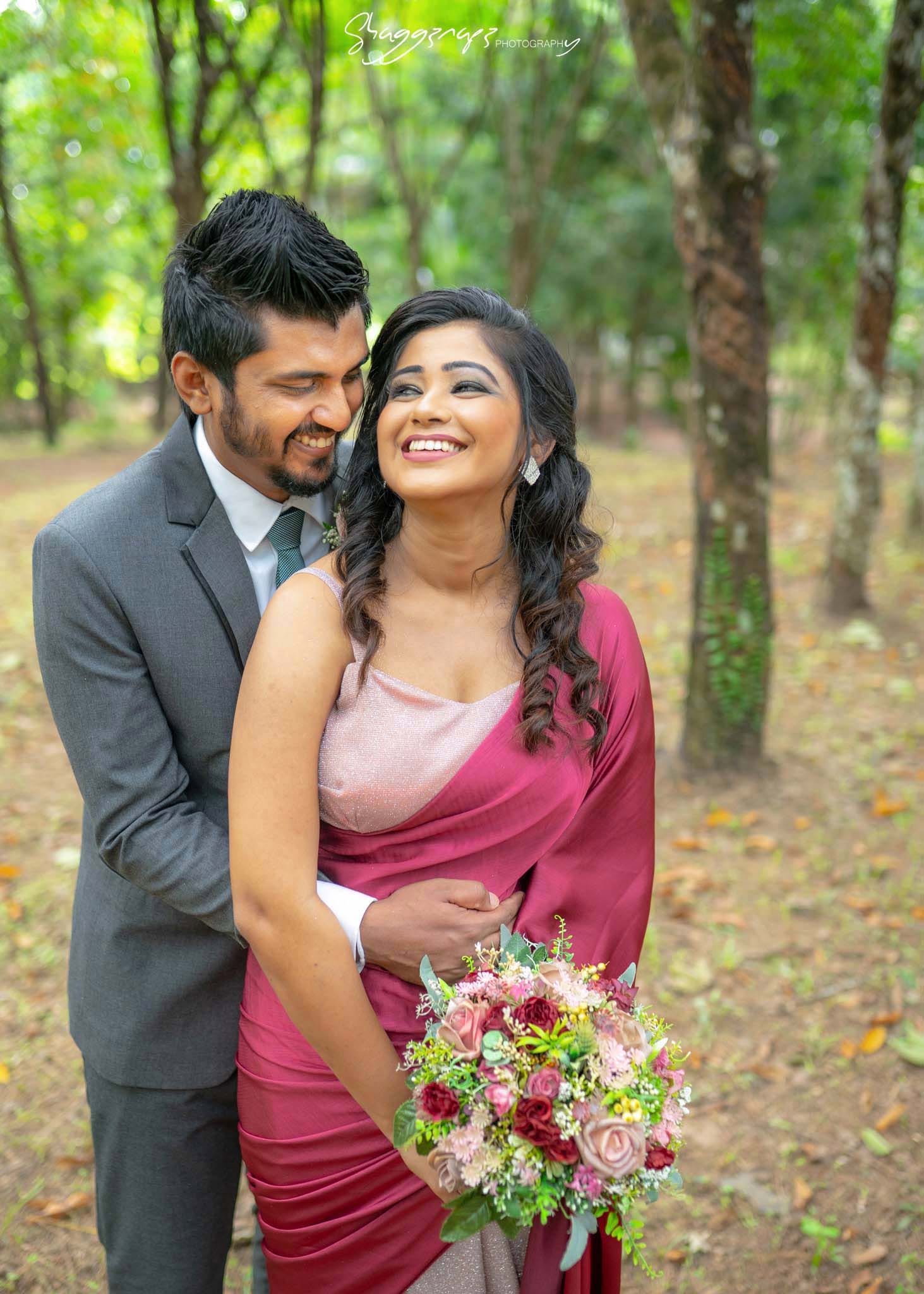 Couple portrait photography with bouquet in Colombo, Sri Lanka