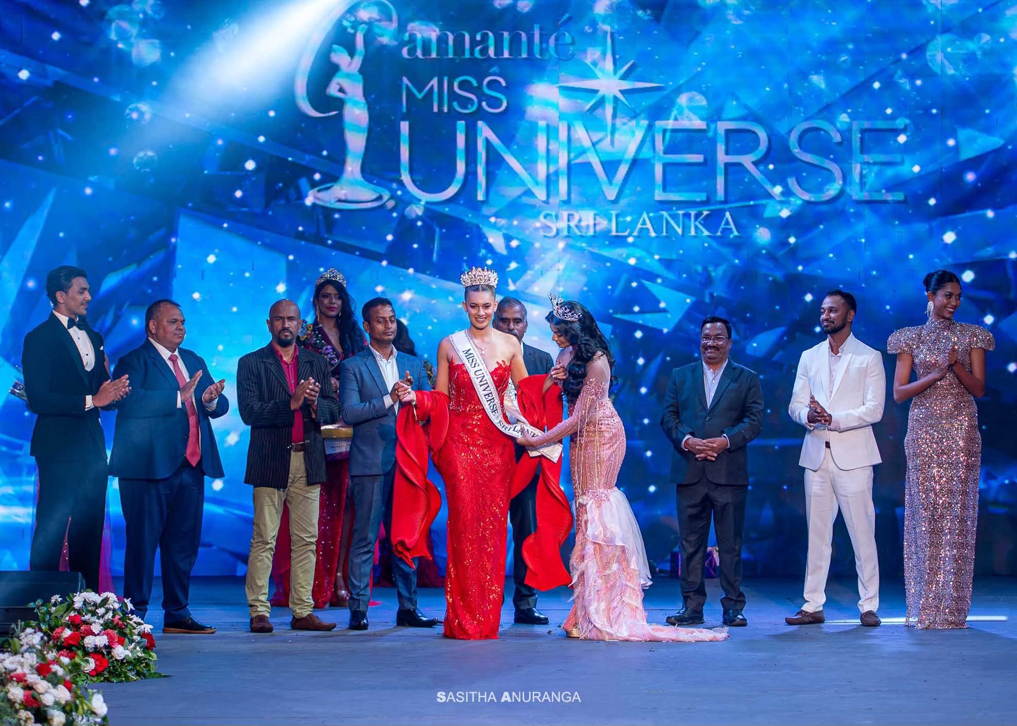 Event photography of the sashing moment at Miss Universe Sri Lanka 2025 in Colombo